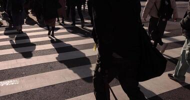 un lento movimiento de caminando personas pierna en el ciudad calle video