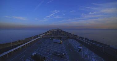 A dusk traffic jam on the highway at Tokyo bay area in Chiba super wide shot video