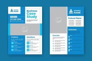 Case Study Layout Flyer. Minimalist Business Report with Simple Design. Green and Beige Color Accent. vector