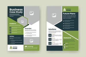 Case Study Layout Flyer. Minimalist Business Report with Simple Design. Green and Beige Color Accent. vector