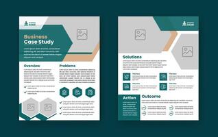 Case Study Layout Flyer. Minimalist Business Report with Simple Design. Green and Beige Color Accent. vector