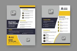 Case Study Layout Flyer. Minimalist Business Report with Simple Design. Green and Beige Color Accent. vector