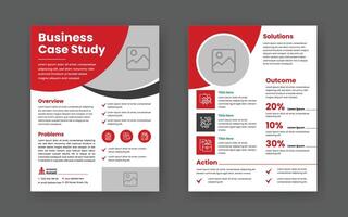 Case Study Layout Flyer. Minimalist Business Report with Simple Design. Red and Black Color Accent. vector