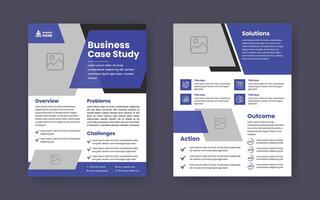 Case Study Layout Flyer. Minimalist Business Report with Simple Design. Blue and Black Color Accent. vector