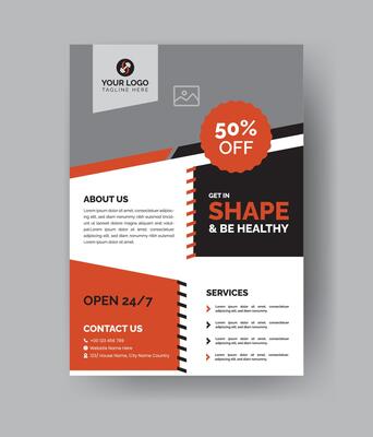 Gym Class Flyer. Abstract Workout Flyer Layout. Modern Design Shapes suitable for Sports, fitness, athletic Banner, Poster, Advertisement, Promotion, Presentation, Book Cover, ect.