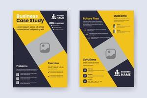 Case Study Layout Flyer. Minimalist Business Report with Simple Design. Green and Beige Color Accent. vector