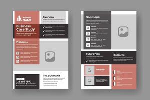 Case Study Layout Flyer. Minimalist Business Report with Simple Design. Green and Beige Color Accent. vector