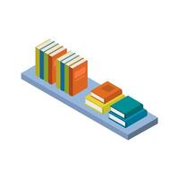 Shelf with isometric books on a background vector