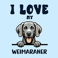 yo amor mi Weimaraner perro camiseta diseño vector