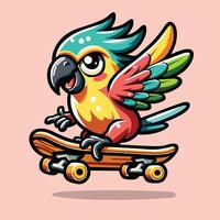 AI generated Parrot Riding Skateboard Vector Illustration