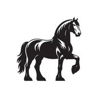 ai generado un negro y blanco dibujo de un caballo con un negro cola vector