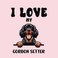 I love my Gordon Setter Dog T-shirt Design vector