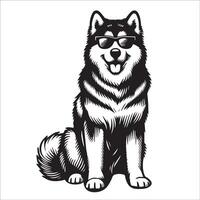 AI generated Alaskan Malamute Dog wearing sunglasses illustration vector