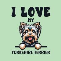 yo amor mi Yorkshire terrier perro camiseta diseño vector