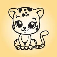 AI generated A Leopard Cartoon vector illustration is on a yellow background