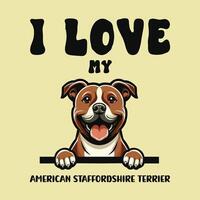 yo amor mi americano Staffordshire terrier perro camiseta diseño vector