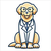 ai generado dorado perdiguero perro médico sentado y mirando arriba ilustración vector