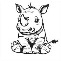 AI generated A vector illustration of a black and white Rhinocero sitting