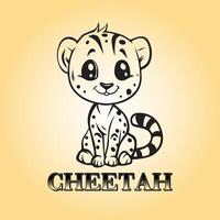 AI generated A cheetah Cartoon vector illustration is on a yellow background