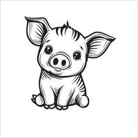 AI generated A vector illustration of a black and white Pig sitting