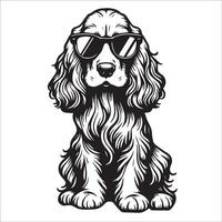 AI generated Cocker Spaniel Dog wearing sunglasses illustration vector