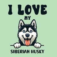 yo amor mi siberiano fornido perro camiseta diseño vector