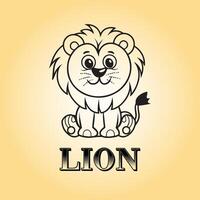 AI generated A Lion Cartoon vector illustration is on a yellow background