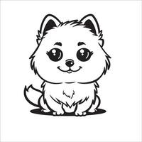 AI generated A vector illustration of a black and white Pomeranian dog sitting