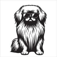 AI generated Pekingese Dog wearing sunglasses illustration vector