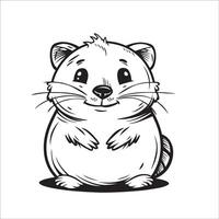 AI generated A vector illustration of a black and white Quokka sitting