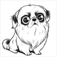 AI generated Pekingese Dog is a sitting vector illustration in black and white