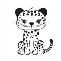 ai generado un vector ilustración de un negro y blanco leopardo sentado