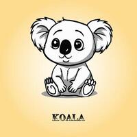 AI generated A koala Cartoon vector illustration is on a yellow background