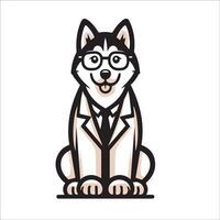 AI generated Siberian Husky Dog Doctor sitting and looking up illustration vector