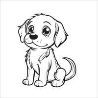 AI generated A vector illustration of a black and white Golden Retriever dog sitting