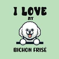 yo amor mi bichón frise perro camiseta diseño vector