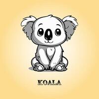 AI generated A koala Cartoon vector illustration is on a yellow background