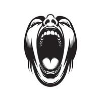 AI generated Wide open mouth in a yawning expression capturing a sense of tiredness or boredom vector