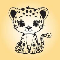 AI generated Leopard is a sitting vector illustration in black and white