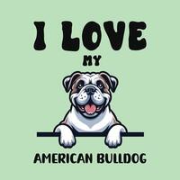 yo amor mi americano buldog perro camiseta diseño vector