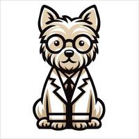 AI generated Cairn Terrier Dog Doctor sitting and looking up illustration vector