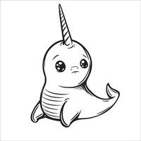 AI generated A vector illustration of a black and white Narwhal sitting