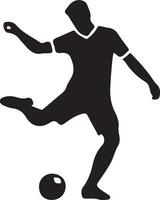 fútbol jugador actitud vector icono en plano estilo negro color silueta, blanco antecedentes 20
