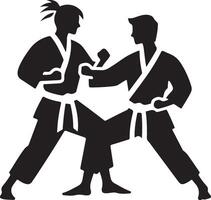 minimal karate fighting vector icon in flat style black color silhouette, white background 13