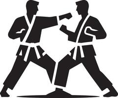 minimal karate fighting vector icon in flat style black color silhouette, white background 21