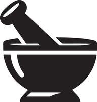 minimal Mortar and pestle icon symbol, flat illustration, white background 22 vector