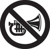 Do not use horn icon vector silhouette, black color, stop horn, white background 8