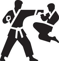 minimal karate fighting vector icon in flat style black color silhouette, white background 20