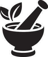 minimal Mortar and pestle icon symbol, flat illustration, white background 5 vector