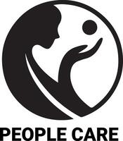 minimal People Care Logo Template, logo vector, black color silhouette, white background 17 vector